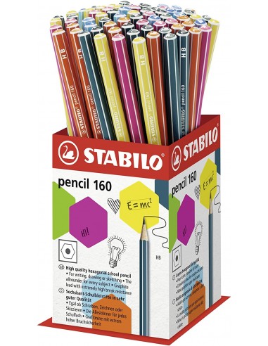Stabilo Pencil 160 Expositor de 72 Lapices Hexagonales - Mina HB Robusta de 2.2mm - Diseño Moderno