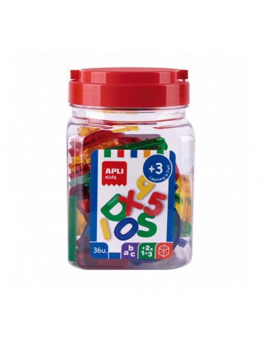 Apli Pack de 36 Letras y Numeros Transparentes - Tamaño 50 mm - Colores Surtidos
