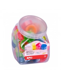 Apli Expositor con 50 Cintas Adhesivas Transparentes 19 mm x 20 m - Fuerte Adhesion - Colores de Mandriles Surtidos