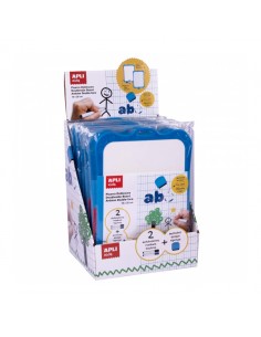 Apli Expositor de 10 Pizarras Blancas Rigidas con Borrador y Rotuladores - Tamaño 180 x 280 mm