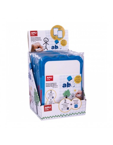 Apli Expositor de 10 Pizarras Blancas Rigidas con Borrador y Rotuladores - Tamaño 180 x 280 mm