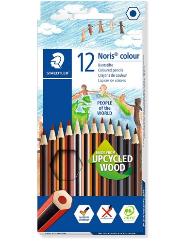 Staedtler Noris Colour 185 Pack de 12 Lapices Hexagonales de Colores - Fabricados en Wopex - Muy Resistentes - Madera de