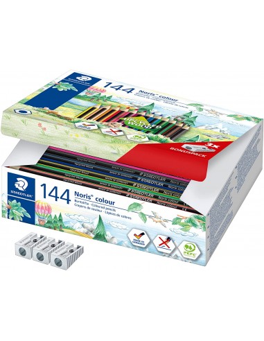 Staedtler Noris Colour 185 Pack de 144 Lapices Hexagonales de Colores - Resistencia a la Rotura - Colores Surtidos