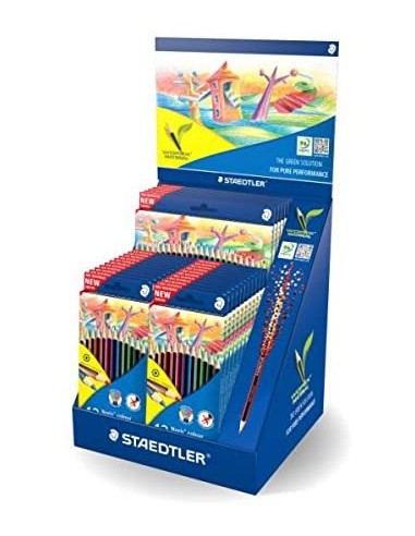 Staedtler Noris Colour 185 Expositor con 20 Estuches de Lapices de Colores - Diseño Hexagonal --- Colores Surtidos