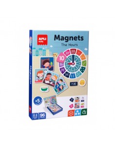 Apli Juego Magnetico Aprende las Horas - 1 Escenario Imantado 28 x 18 cm - 96 Fichas con las Partes del Reloj