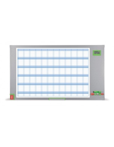 Nobo Performance Plus Planificador Anual de Pizarra Magnetica 725x50x1178mm - Pantalla con Fecha y Hora - Incluye Rotulador y