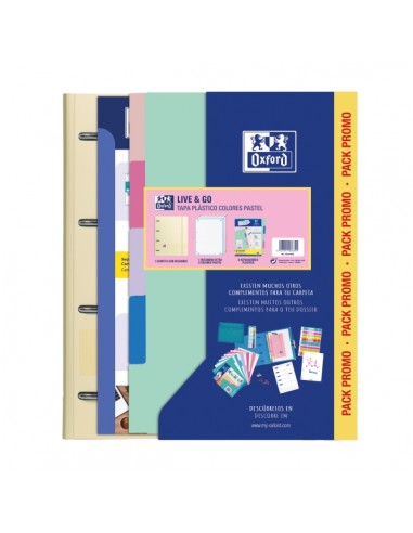 Oxford Europeanbinder Live & Go Carpeta Tamaño A4-con Recambio-Separadores - Tapa de Plastico Polyfoam - Colores Pastel