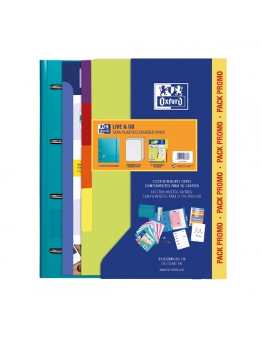 Oxford Europeanbinder Live & Go Carpeta Tamaño A4-con Recambio-Separadores - Tapa de Plastico Polyfoam - Colores Vivos