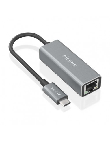 Aisens Conversor USB3.1 GEN1 USB-C a Ethernet Gigabit 10 100 1000 MBPS - 15cm - Color Gris
