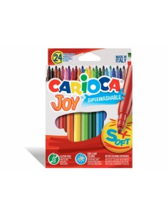 Carioca Joy Pack de 24 Rotuladores - Tinta Superlavable - Punta Fina 2.8mm - Punta Bloqueada - Tapa Ventilada - Color Varios