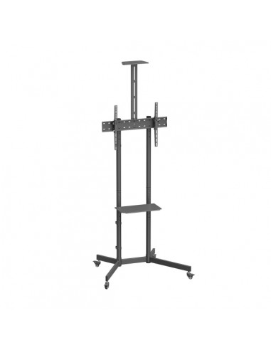 Aisens Soporte de Suelo ECO con Rueda - Bandeja para DVD y Soporte de Camara para Monitor TV 45kg de 37-70 - Color Negro