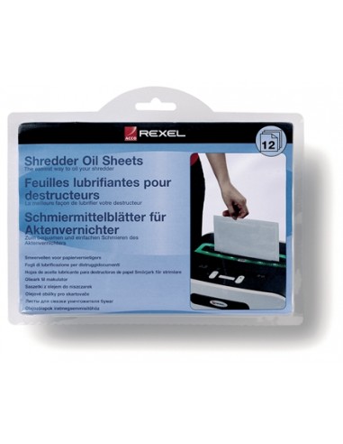 Rexel Pack de 12 Hojas Lubricantes para Destructoras