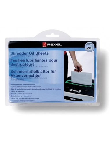 Rexel Pack de 20 Hojas Lubricantes para Destructoras