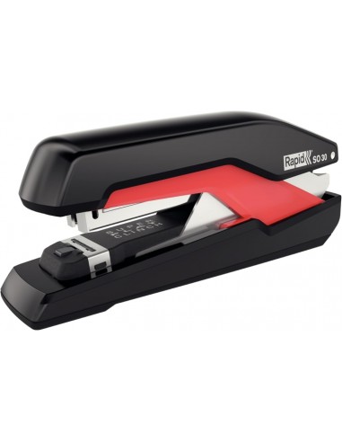 Rapid Supreme Omnipress SO30 Grapadora de Sobremesa - Hasta 30 Hojas - Grapado sin Esfuerzo - Color Negro Rojo