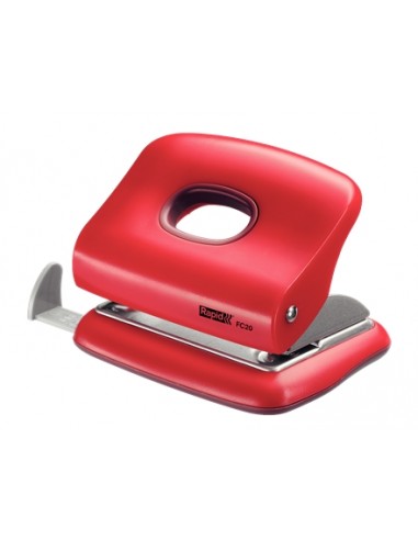 Rapid FC20 Taladro Perforador - Hasta 20 Hojas - Facil Vaciado - Punzones 5.5mm - Color Rojo
