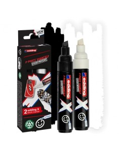 Edding X 6900 Pack de 2 Rotuladores Multisuperficie Permanentes de Tinta Opaca - Punta Biselada con Trazo 2-10mm - Color