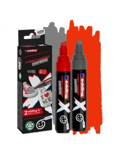 Edding X 6900 Pack de 2 Rotuladores Multisuperficie Permanentes de Tinta Opaca - Punta Biselada con Trazo 2-10mm - Color Gris