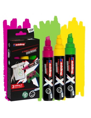 Edding X 6900 Caramelo Pack de 3 Rotuladores Multisuperficie Permanentes de Tinta Opaca - Punta Biselada con Trazo 2-10mm -