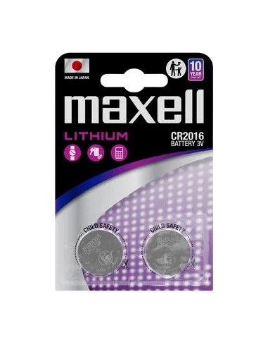 Maxell Pack de 2 Pilas Litio de Boton CR2016 3V