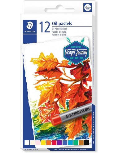 Staedtler Pasteles al Oleo 2420 Pack de 12 Ceras Blandas - Resistencia a la Rotura - Extremadamente Brillantes - Colores