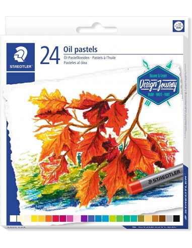 Staedtler Pasteles al Oleo 2420 Pack de 24 Ceras Blandas - Resistencia a la Rotura - Extremadamente Brillantes - Colores