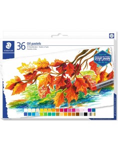 Staedtler Pasteles al Oleo 2420 Pack de 36 Ceras Blandas - Resistencia a la Rotura - Extremadamente Brillantes - Colores