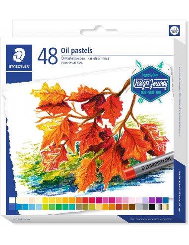 Staedtler Pasteles al Oleo 2420 Pack de 48 Ceras Blandas - Resistencia a la Rotura - Extremadamente Brillantes - Colores