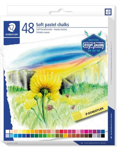 Staedtler 2430 Pack de 48 Tizas Pastel Suave - Excelentes para Mezclar Colores - Resistencia a la Luminosidad - Colores