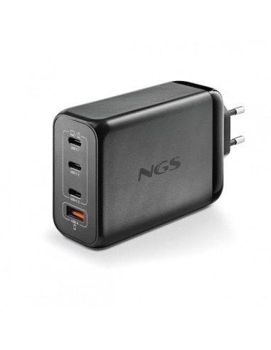 NGS Bud 240W Cargador Universal de Pared 240W Ultrarapido - GaN - 3x USB-C PD & PPS-1x USB-A QC 3.0 - Color Negro