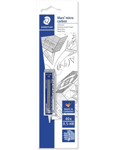 Staedtler Micro Carbon 255 Dispensador de Minas con 40 Minas - Mina HB de 0.5mm - Rellena las Minas Individualmente -
