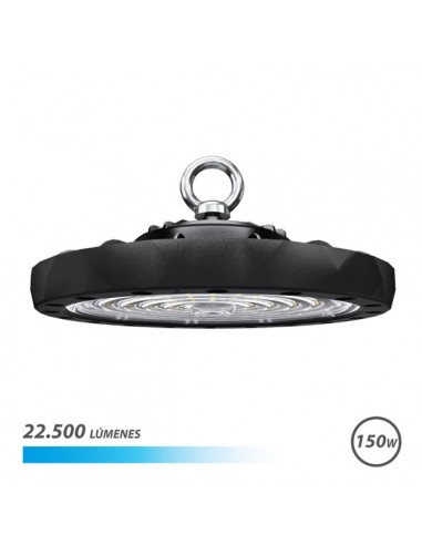 Elbat Lampara LED UFO de Techo - Potencia-150W - Lumenes-22500 - Luz Fria-6500K - Ac 100-240V - Diametro-28.6cm - Angulo