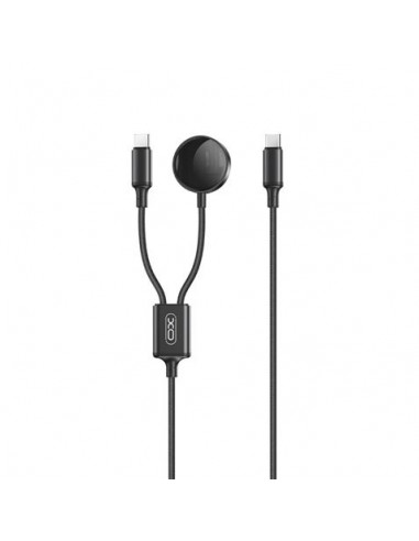 XO Cable USB 2 en 1 - 60W - Tipo C-Carga Magnetica Apple Watch - 1 Metro - Color Negro