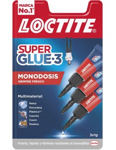 Loctite Pack de 3 Super Glue-3 Mini Trio Original - 1gr - Triple Resistencia - Adhesivo Transparente - Pegado y Fuerza