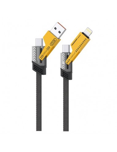 XO NB283 Cable USB 4 en 1 Multifuncion - 60W - 1 Metro - RGB - Color Negro