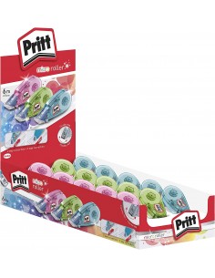 Pritt Micro Roller Expositor de 15 Cintas Correctora 5mm x 6m - Aplicacion Limpia - Preciso - Reciclable