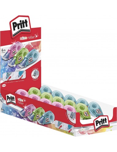Pritt Micro Roller Expositor de 15 Cintas Correctora 5mm x 6m - Aplicacion Limpia - Preciso - Reciclable