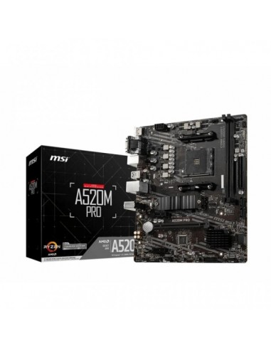 MSI Placa Base A520M PRO AM4 2xDDR4 - HDMI-VGA-DP-M.2-USB3.2-MicroATX