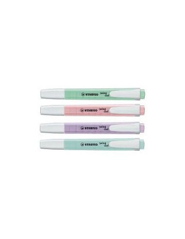 Stabilo Swing Cool Pastel Pack de 4 Marcadores Fluorescentes - Cuerpo Plano - Punta Biselada - Trazo entre 1 y 4mm - Tinta