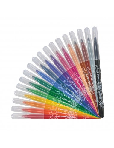 Stabilo Power Pack de 18 Rotuladores de Colores - Punta Media de 2mm - Tinta Lavable - Capuchon Ventilado - Colores Surtidos