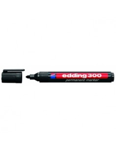 Edding 300 Rotulador Permanente - Punta Redonda - Trazo entre 1.5 y 3 mm. - Tinta Casi Inodora - Capuchon con Clip - Secado