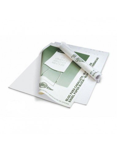 Faibo Bloc de 25 Hojas Lisas 65x90cm para Caballetes - Sistema Multitaladro - Color Blanco