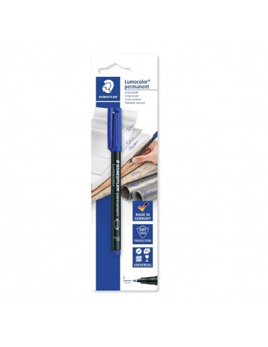 Staedtler Lumocolor 318 Rotulador Permanente - Trazo de 0.6mm Aprox - Secado Rapido - Color Azul