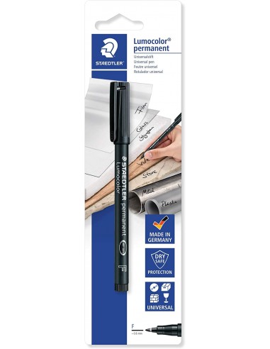Staedtler Lumocolor 318 Rotulador Permanente - Trazo de 0.6mm Aprox - Secado Rapido - Color Negro