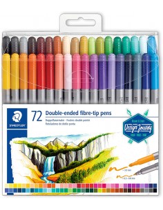Staedtler 3200 Pack de 72 Rotuladores de Doble Punta - Resistente a la Presion - Colores Surtidos