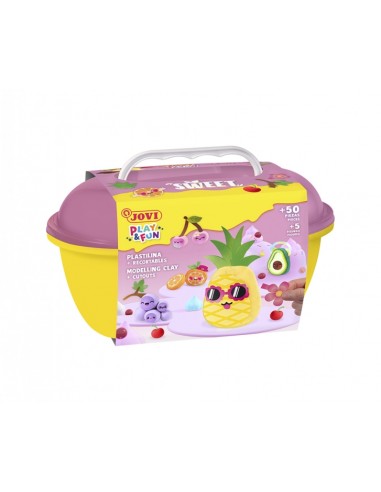 Jovi Play & Fun Cofre Sweet con 24 Barras de Plastilina 15gr-Modeladores-Recortables - Sin Gluten - Base Vegetal - No se