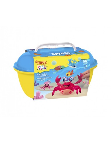Jovi Play & Fun Cofre Splash con 24 Barras de Plastilina 15gr-Modeladores-Recortables - Sin Gluten - Base Vegetal - No se