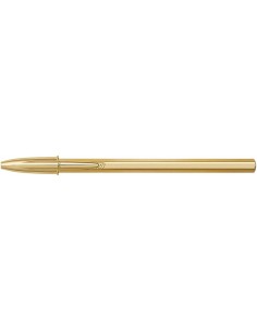 Bic Cristal Shine Boligrafo de Bola - Punta Media de 1.0mm - Tinta con Base de Aceite - Elegante Cuerpo Dorado - Color Azul