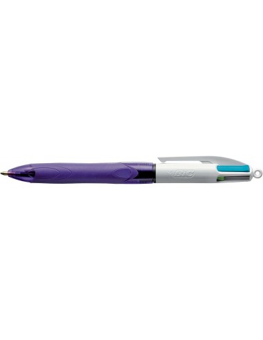 Bic 4 Colours Grip Fashion Boligrafo de Bola Retractil con Grip - Punta Media de 1mm - Trazo de 0.4mm - Tinta con Base de