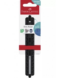 Faber-Castell Dots Regla Recta 15cm - Panel para Nombre - Escalas para Zurdos y Diestros - Color Negro