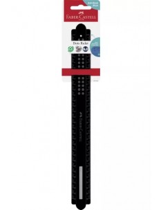 Faber-Castell Dots Regla Recta 30cm - Panel para Nombre - Escalas para Zurdos y Diestros - Color Negro